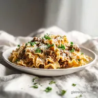 Creamy Beef and Rotini in Garlic Parmesan Sauce for 4 Servings