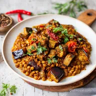Lentil Eggplant Curry High Protein Recipe for 4 Servings