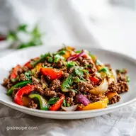 Mediterranean Ground Beef Stir Fry Skillet