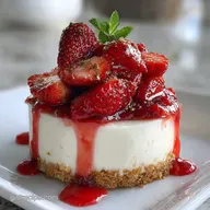 No Bake Cheesecake with Graham Cracker Crust and Fresh Strawberries: No-Bake