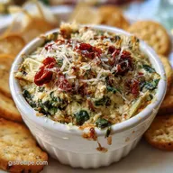 Sun Dried Tomato Spinach Artichoke Dip: Baked Creamy