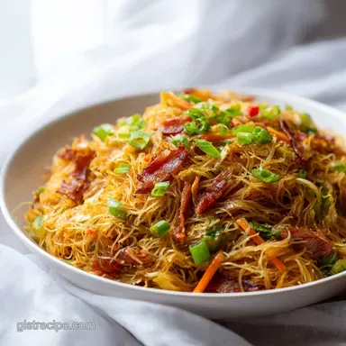 Filipino Pancit Recipe for 8 Servings with Savory Chicken Recipe Card
