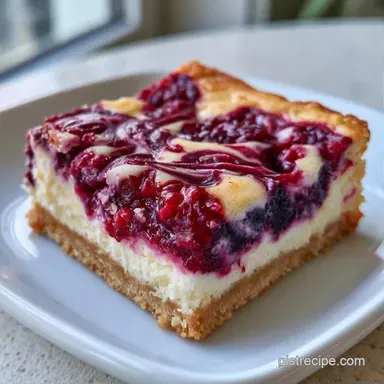 Black Raspberry Cheesecake Bars for 20 Recipe Card