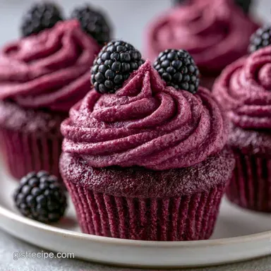 Black Raspberry Cupcakes for 12 Recipe Card