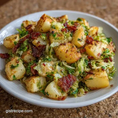 Cabbage Potato Hash with Thick-Cut Bacon Recipe Card