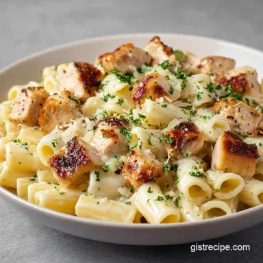 Chicken Alfredo Pasta Bake for 6 Servings: Creamy and Baked Recipe Card