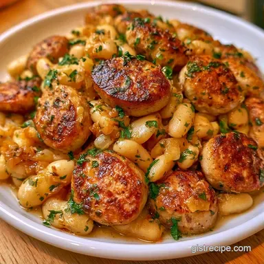 Chicken Sausage Bean Skillet One-Pot Recipe Card