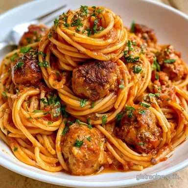 Kids Spaghetti Meatballs for 4 Servings Recipe Card