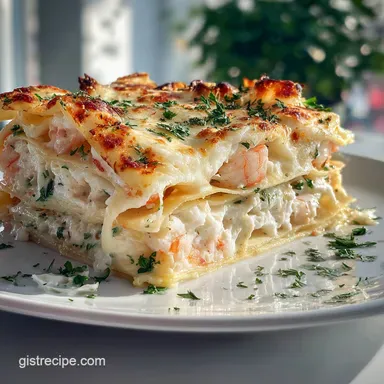 Creamy Seafood Lasagna: Oven-Only Golden Texture Recipe Card