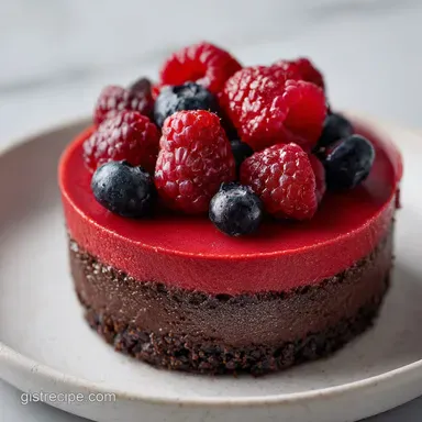 Dark Chocolate Raspberry Mousse Cake: Velvety Almond Crust Recipe Card