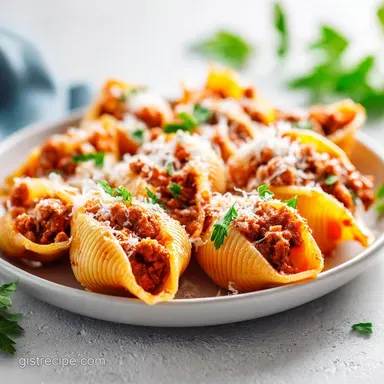 Easy Stuffed Shells with Ground Beef in 55 Minutes Recipe Card