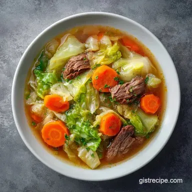 Easy Cabbage Soup with Ground Beef Recipe Card