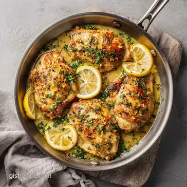 Easy Creamy Lemon Chicken Recipe in 30 Minutes Recipe Card