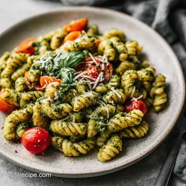 Easy Pesto Pasta Recipe in 15 Minutes for 4 Servings Recipe Card