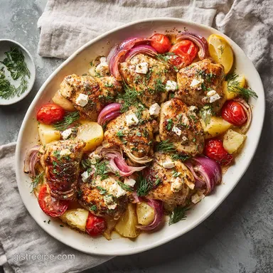 Greek Sheet Pan Chicken for 4 Servings Recipe Card