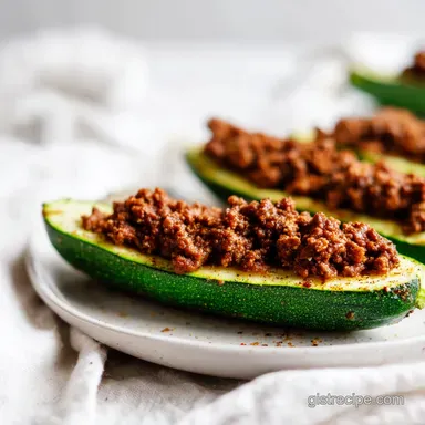 Ground Beef Zucchini Boats for 8 Recipe Card