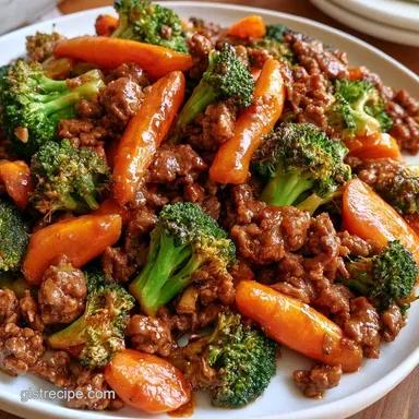 Healthy Ground Beef Stir Fry: 4 Servings Recipe Card