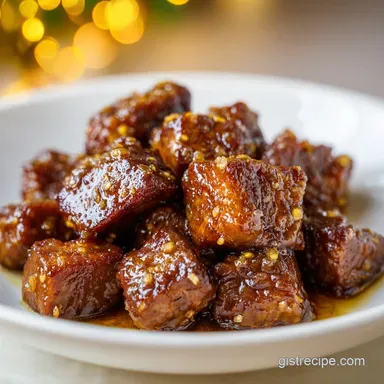 Honey Garlic Steak Bites Recipe: Sticky Recipe Card