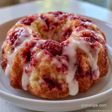 Lemon Raspberry Bundt Cake for 12 Slices Recipe Card