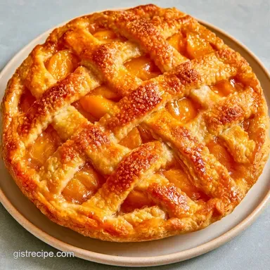Peach Pie with Lattice Crust: Flaky Recipe Card