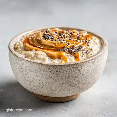 Peanut Butter Overnight Oats with Greek Yogurt: Creamy Texture Recipe Card