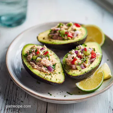 Tuna Stuffed Avocados in 10 Minutes Recipe Card