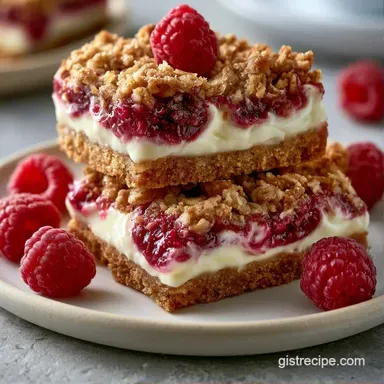 Raspberry Cream Cheese Bars with Oats Recipe Card