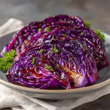 Roasted Red Cabbage Wedges with Balsamic Recipe Card