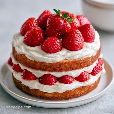 Strawberry Layer Birthday Cake for 12 Recipe Card