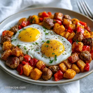 Sweet Potato Hash with Breakfast Sausage Recipe Card
