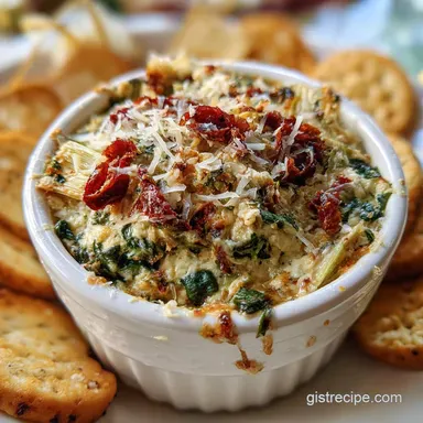 Sun Dried Tomato Spinach Artichoke Dip: Baked Creamy