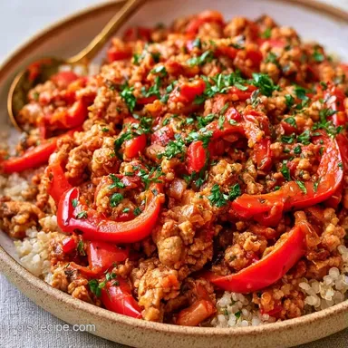 One-Pan Turkey Quinoa Bowl Recipe Card