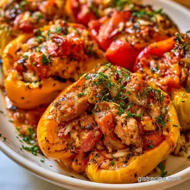 Turkey Stuffed Peppers with Rice Recipe Card