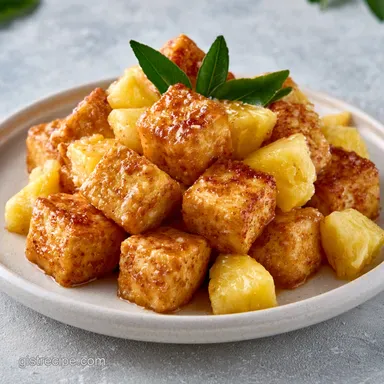 Vegan Pineapple Tofu in 30 Minutes Recipe Card
