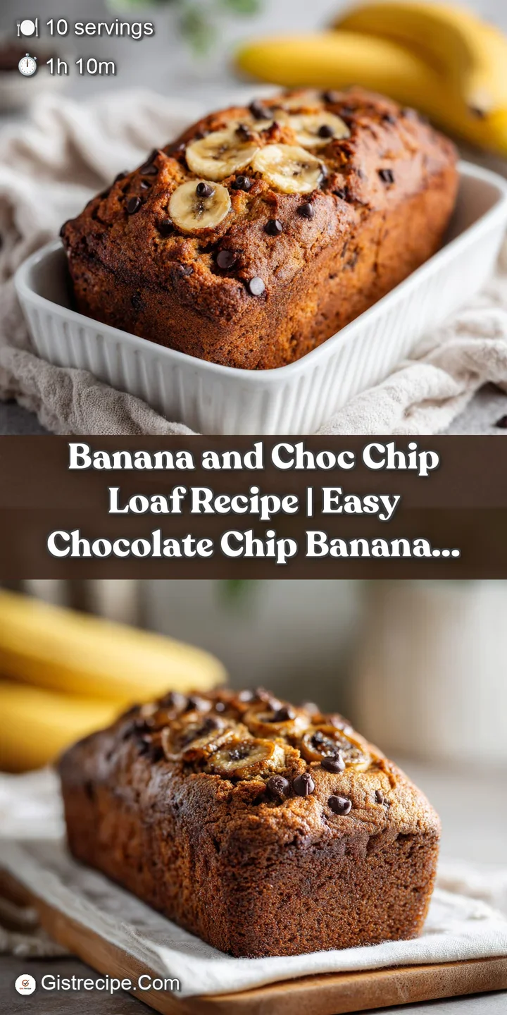 Close-up of a moist banana loaf, revealing tender crumb and melted dark chocolate chips.