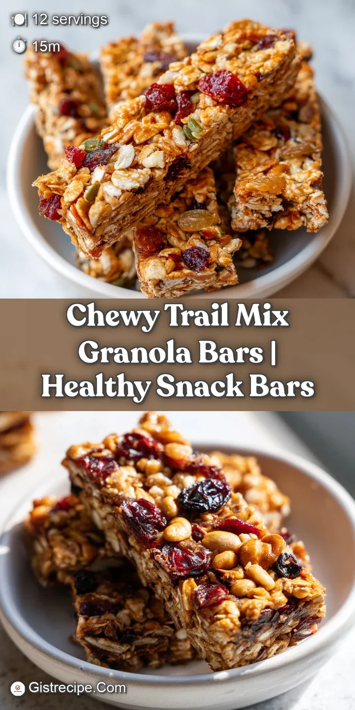 Close-up shot of a chewy granola bar, bursting with visible oats, seeds, and glistening dried fruit. Hints of honey visible.