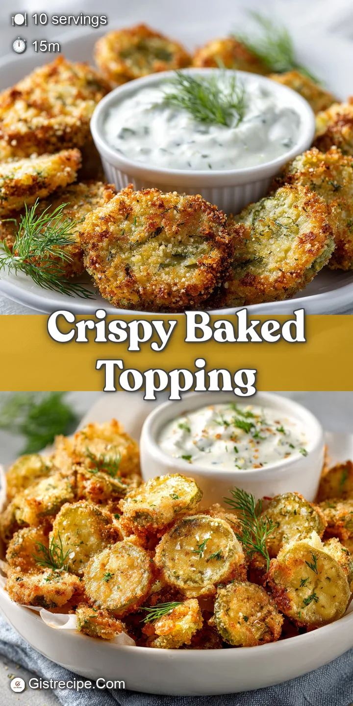 Close-up of creamy dip with crispy, golden-brown fried pickle rounds. Fresh dill and ranch details enhance this yummy appe...