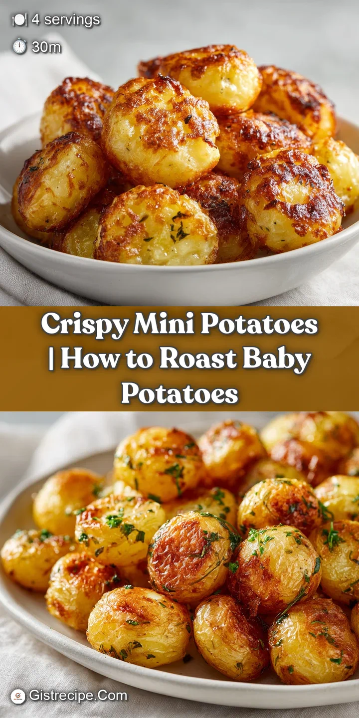 Close-up of a pile of perfectly roasted mini potatoes, their skin a deep golden hue and delightfully blistered.