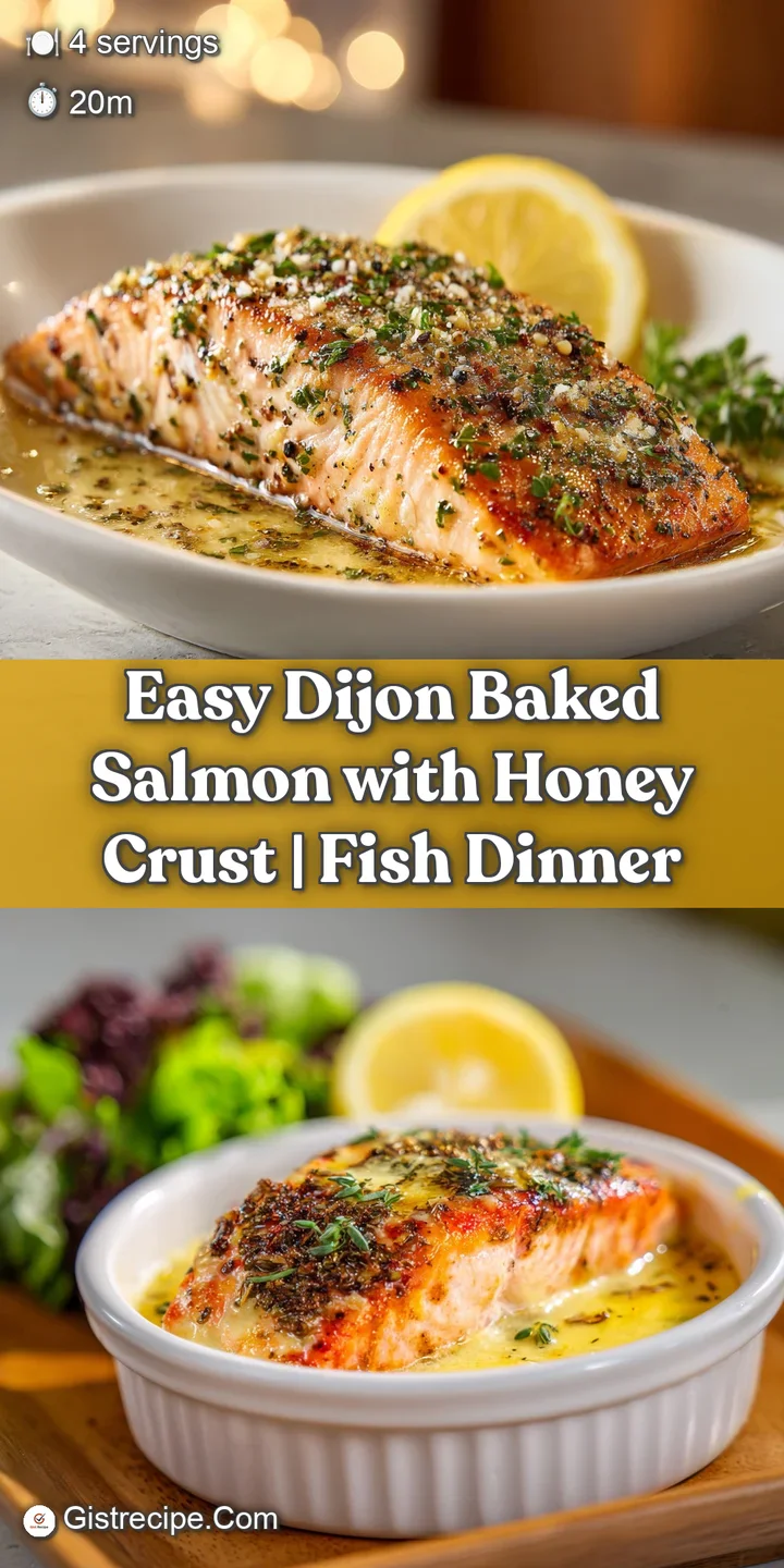 Close-up of tender, baked salmon with a rich dijon glaze. Flakes gently pull apart, revealing moist, pink flesh. Mouthwate...