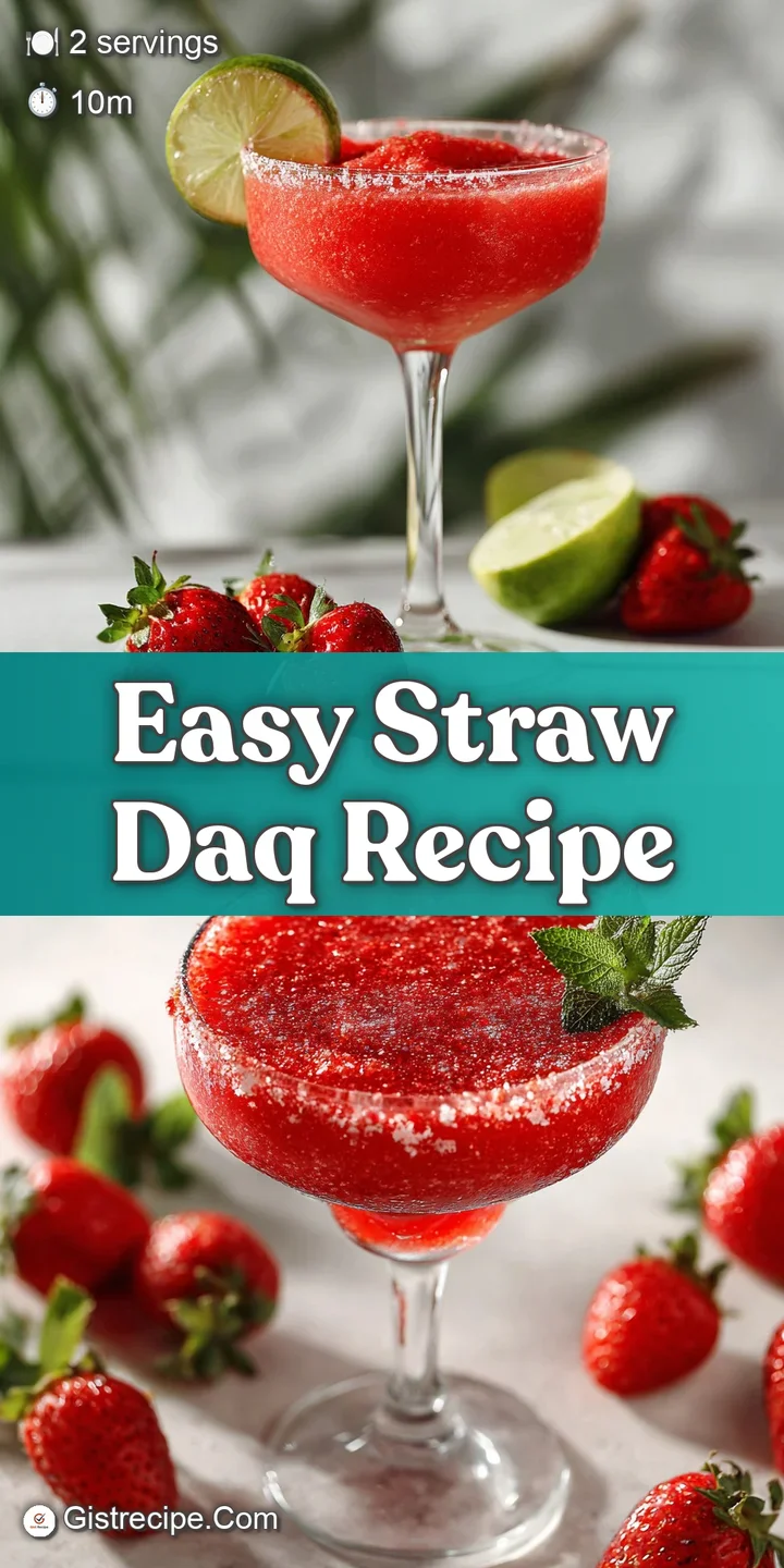 Close-up of a frozen strawberry daiquiri, highlighting the icy texture and vibrant color. A sugared rim sparkles, promisin...