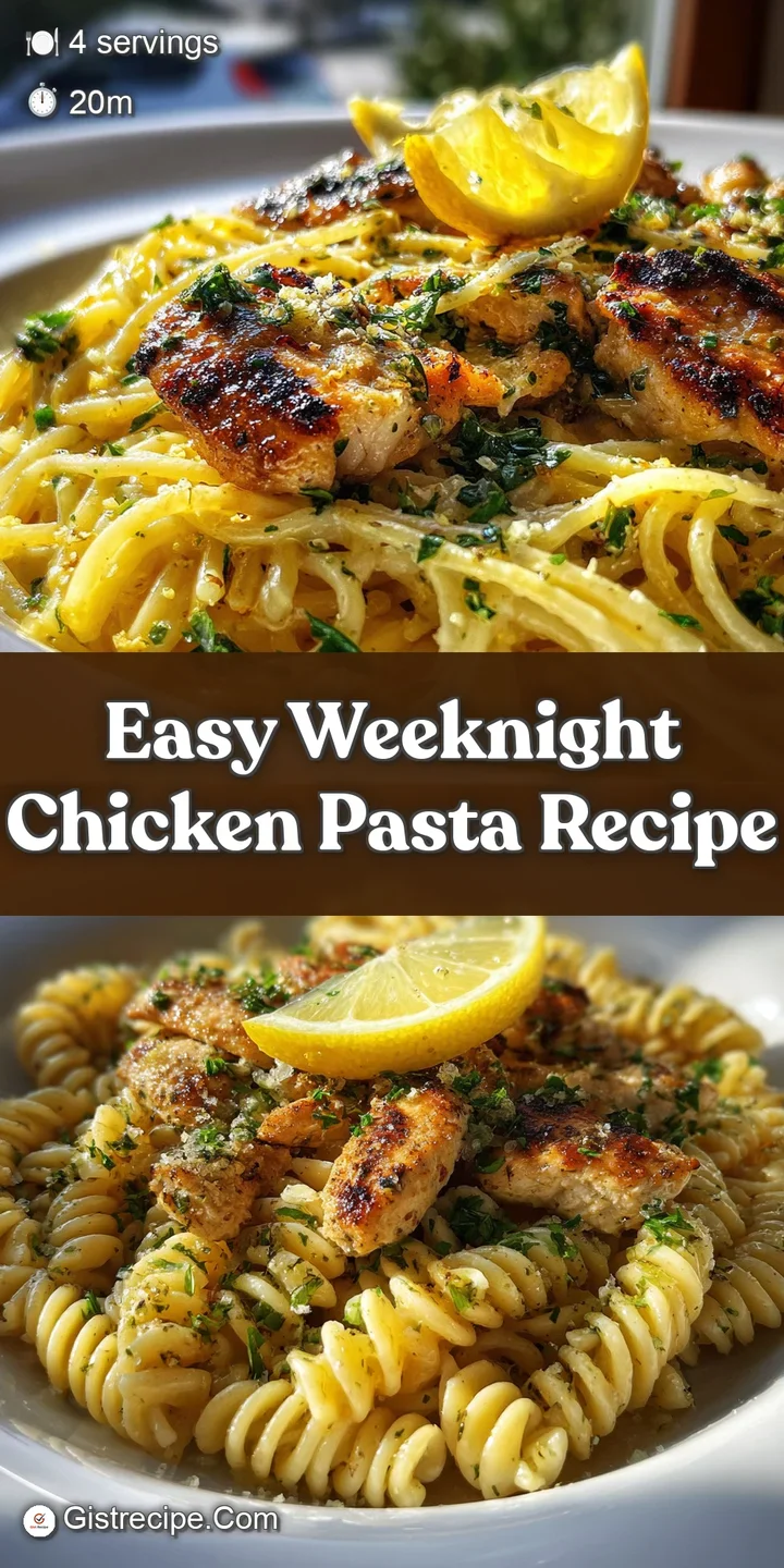 Close-up of creamy chicken pasta, highlighting the juicy chicken and glistening sauce with flecks of herbs and seasonings.