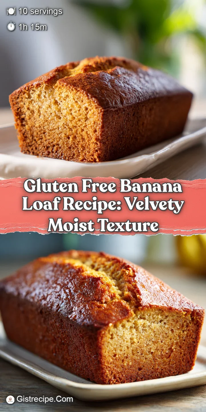 Close-up showcases the dense, moist crumb of a banana loaf, speckled with dark banana bits. Steamy and aromatic, perfect b...