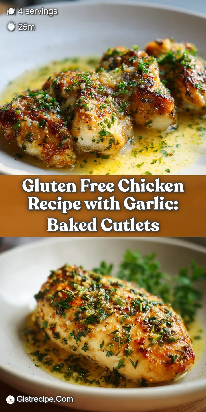 Close-up of a juicy, golden-brown chicken cutlet, flecked with roasted garlic and herbs, highlighting its crispy texture a...