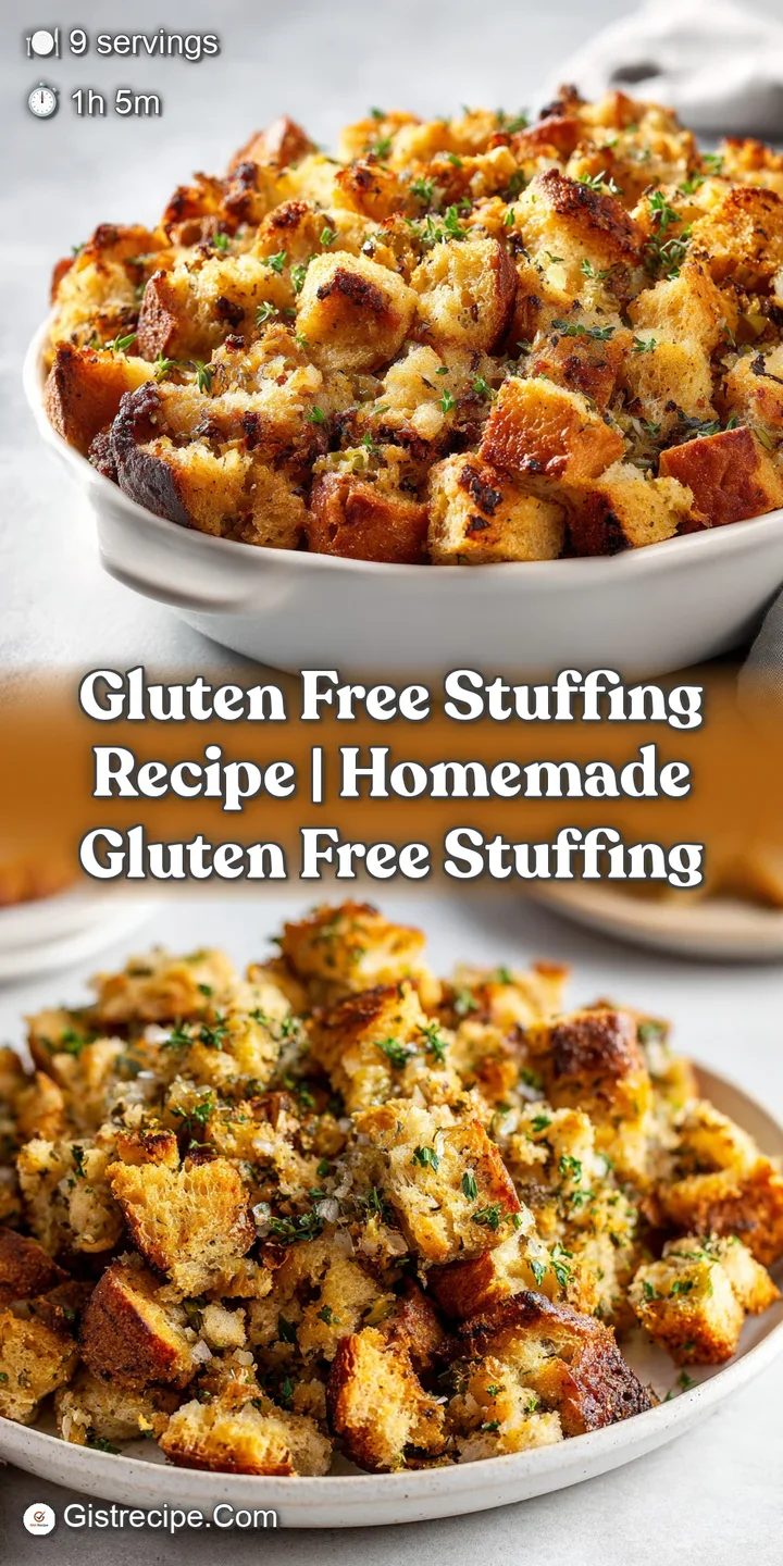 Close-up of moist gluten-free stuffing with visible cranberries, herbs, and golden crust. Inviting Thanksgiving side dish ...