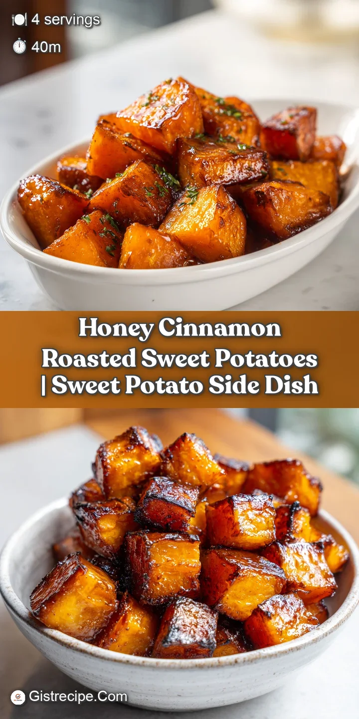 Close-up of roasted sweet potato with a shimmering honey glaze and charred, caramelized edges in warm lighting.