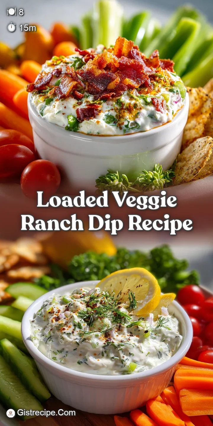Close-up: creamy white dip studded with vibrant green, red, and orange vegetables creates a tempting, textured appetizer.