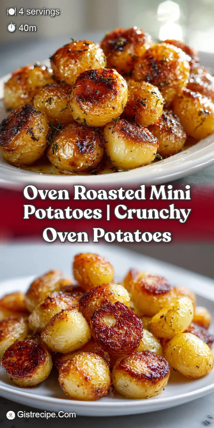 Close-up shot of oven-roasted mini potatoes, their skins blistered and seasoned with flakes of sea salt, catching the ligh...
