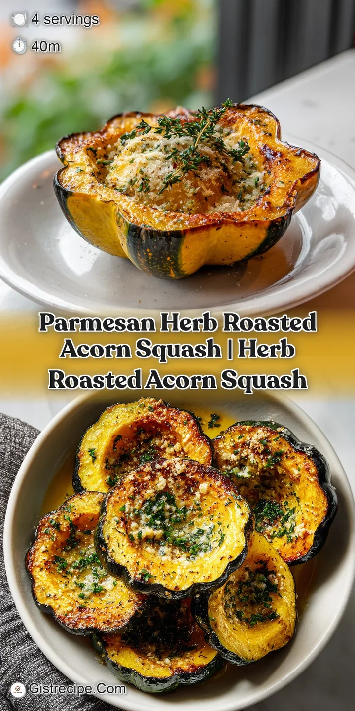 Close-up showcasing the textures of roasted acorn squash: caramelized edges, melted cheese, & flecks of vibrant green herbs.