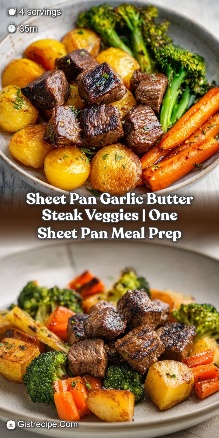 Close-up of juicy, browned steak cubes and charred broccoli glistening with melted garlic butter and cracked pepper.