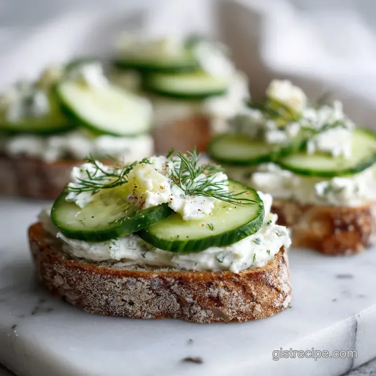 Delicately cut cucumber sandwiches arranged on a white plate with a garnish of dill sprigs.